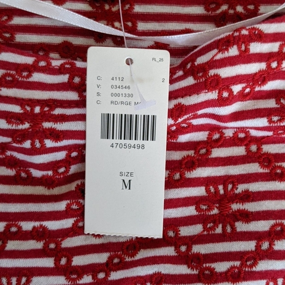 NWT Anthropologie  Cotton Embroidered floral Top Medium - Picture 8 of 10